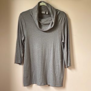 CHICO'S Relaxed Cowl Neck Knit Tunic Pockets Size 1